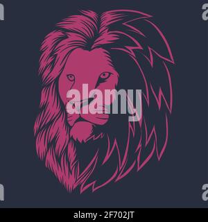 Lion head pink vector illustration Stock Vector