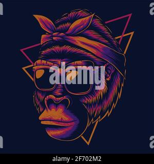 Mother gorilla eyeglasses vector illustration Stock Vector