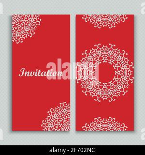 Mandala invitation card design.Floral card template design. Stock Vector