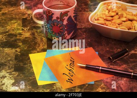 Webinar. Education, E-learning, Business study and personal Development concept. Stock Photo