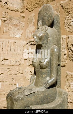 The large, marble sculpture of an Egyptian Goddess, with lion head. At ...
