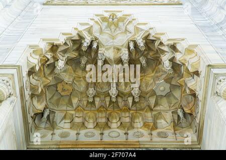 Beautiful carvings on the facade of suleymaniye mosque in Istanbul Stock Photo