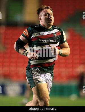 Leicester Tigers' Joe Heyes during the Heineken Challenge Cup match at Welford Road, Leicester. Picture date: Saturday April 3, 2021. Stock Photo