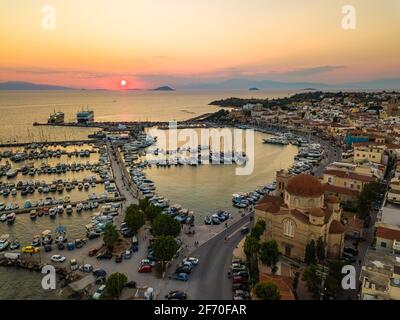 Aerial view of marina and port on Egina island. Greece in the summer Stock Photo