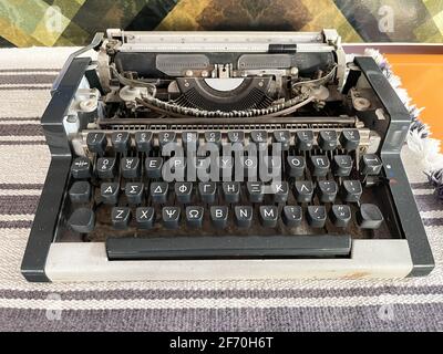 Typewriter machine in retro style. close up  Stock Photo