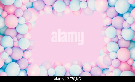 Birthday decorations with pastel balloons on white background Stock Photo -  Alamy