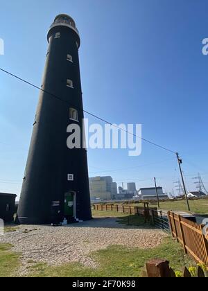 Dungeness, Kent, UK- 03.20.2021:  Dungeness Lighthouse on the Dungeness Headland Opened by His Royal Majesty the Prince of Wales in 1904 Stock Photo