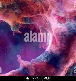 Flight Inside of nebula in outer space.3d rendering Stock Photo