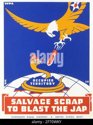A second world war poster asking people to salvage scrap metal Stock Photo