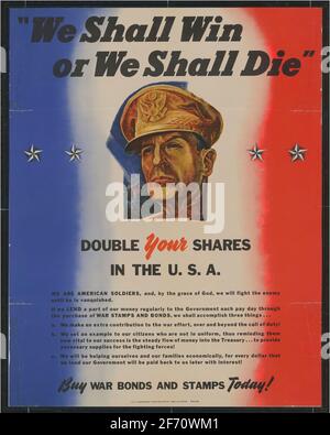 A second world war poster advertising War Bonds and Stamps Stock Photo