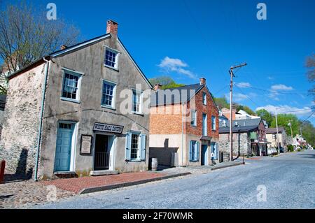 Historic Buildings on Potomac Street in Harpers Ferry, West Virginia Stock Photo