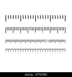 Set with different rulers with measuring length markings in centimeters ...