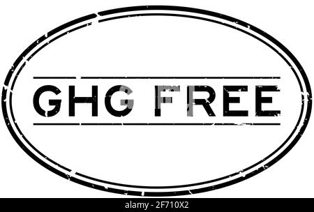 Grunge black GHG (greenhouse gas) free word oval rubber seal stamp on white background Stock Vector