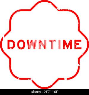 Grunge red downtime word rubber seal stamp on white background Stock Vector