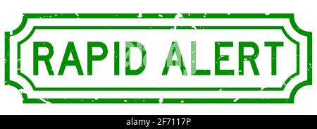 Grunge green rapid alert word rubber seal stamp on white background Stock Vector