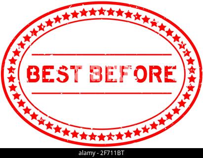 Grunge red best before word oval rubber seal stamp on white background Stock Vector