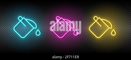 bucket, color, fill vector icon yellow, pink, blue neon set. Tools vector icon on dark transparency background Stock Vector
