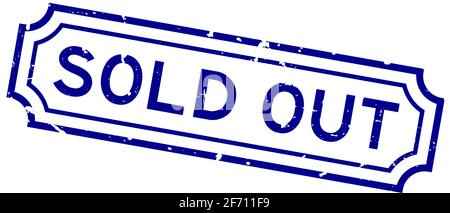 Grunge blue sold out word hexagon rubber seal stamp on white background ...