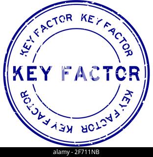 Grunge blue key factor word round rubber seal stamp on white background Stock Vector