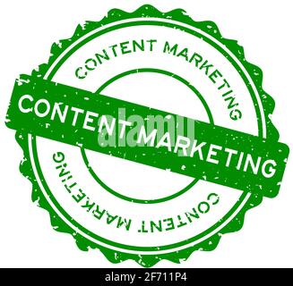 Grunge green content marketing word round rubber seal stamp on white background Stock Vector