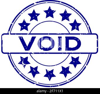 Grunge blue void word with star icon rubber seal stamp on white background Stock Vector