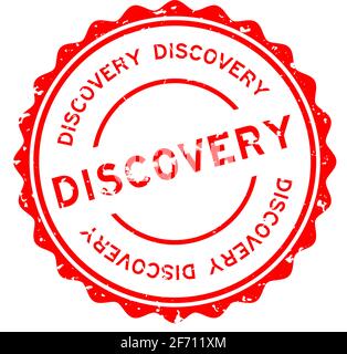 Grunge red discovery word round rubber seal stamp on white background Stock Vector