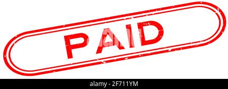 Grunge red paid word rubber seal stamp on white background Stock Vector