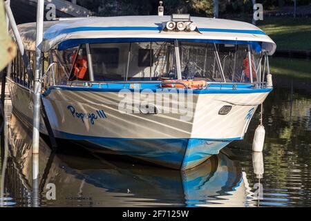 A close up of the popeye cruise boat on the river torrens in adelaide south australia on april 2nd 2021 Stock Photo