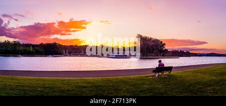 The Moment Sitting in Canberra Nara Peace Park Stock Photo