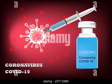 Syringe Vaccination covid-19 of coronavirus Vector illustration concept medical research and development Stock Vector