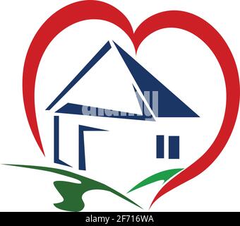House inside Heart icon,love home symbol stock illustration Vector Stock Vector