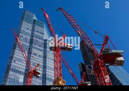 England, London, City of London, Construction of 8 Bishopsgate Tower Skyscraper Building Stock Photo