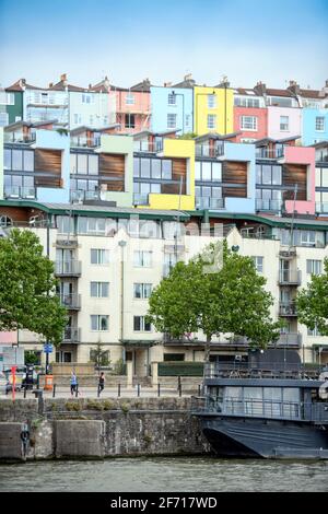 Traditional and contemporary homes in the Hotwells are of Bristol above the harbour, UK Stock Photo