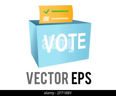 The isolated vector blue ballot box icon with slot, casting vote for voting and elections politics and government Stock Vector