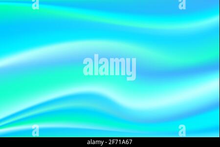 Holographic foil blue pastel color poster. Trendy glitch bright color waves. Blur pattern. Fluid art ocean liquid ink vector illustration Stock Vector