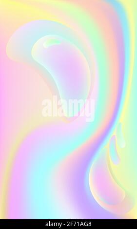 Holographic foil neon color poster. Trendy glitch bright color waves. Blur colorful pattern. Fluid art liquid ink vector illustration Stock Vector
