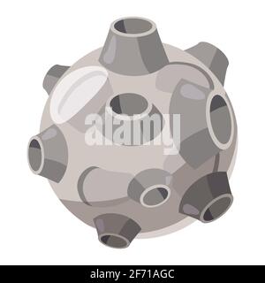 Fantastic planet, icon cartoon style, vector isolated for games, applications on white background Stock Vector