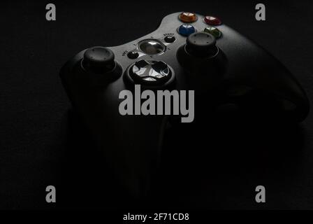 Gamepad on black background - close up studio shot Stock Photo