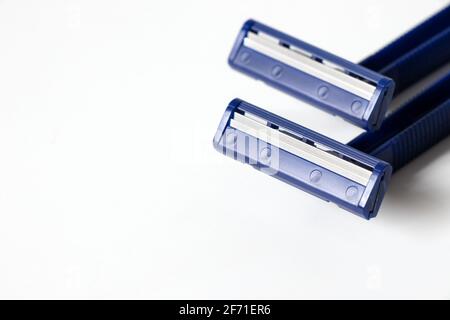 The disposable razor on white Stock Photo