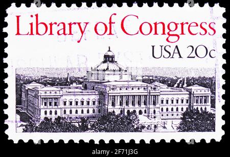 MOSCOW, RUSSIA - JANUARY 20, 2021: Postage stamp printed in United States shows Library Of Congress, serie, circa 1982 Stock Photo