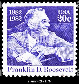 MOSCOW, RUSSIA - JANUARY 20, 2021: Postage stamp printed in United States shows Franklin D. Roosevelt, serie, circa 1982 Stock Photo