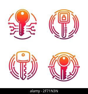 Cybersecurity icons with isolated locks and keys Stock Vector