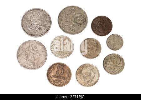 old russian one kopek coin isolated in the hand reverse side stock photo alamy