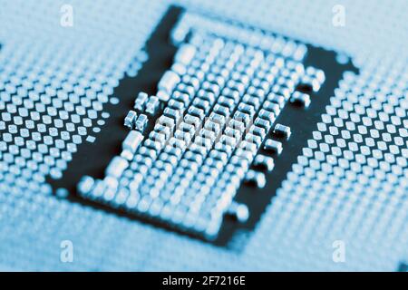 blue tone image - detail of CPU (Central Processing Unit) Stock Photo