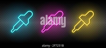 Telephone, time neon icon set Stock Vector