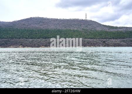 lake in Abrau Durso in Russia in early spring Stock Photo