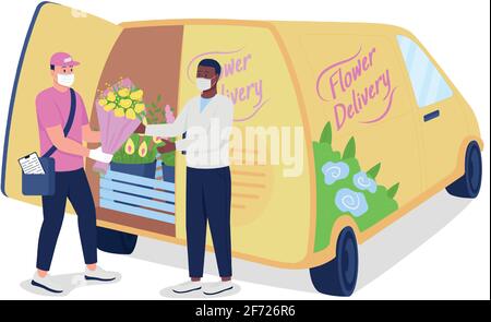 Flower delivery auto with opened trunk flat color vector object Stock  Vector Image & Art - Alamy