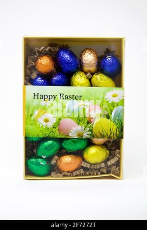 Happy Easter Chocolate Easter Eggs Stock Photo
