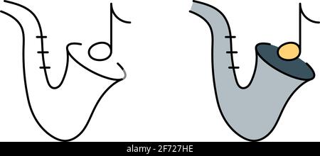 Jazz music outline and filled outline icon isolated on white background Stock Vector