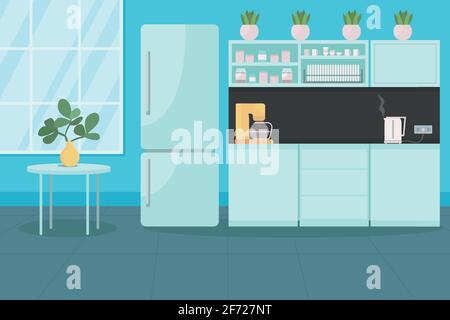 Corporate canteen for employees flat color vector illustration Stock Vector
